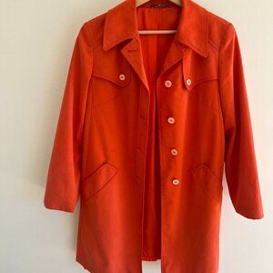 Bright Orange Vintage Jacket with Lapels
